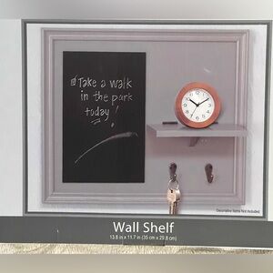 Gray Wall Shelf with Chalkboard 13.8 in x 11.7 in